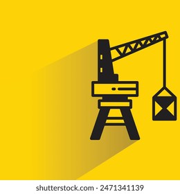 port crane icon with shadow on yellow background