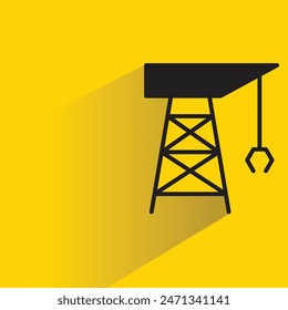 port crane icon with shadow on yellow background