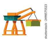 Port crane is lifting two cargo containers in a freight transportation and logistics context