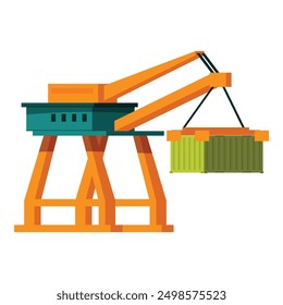 Port crane is lifting two cargo containers in a freight transportation and logistics context