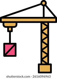 Port Crane Line Vector Icon Design