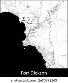 Port Dickson city map, Malaysia - Topographic vector map poster
