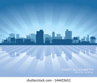 Port Elizabeth South Africa city skyline silhouette. Vector illustration