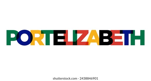 Port Elizabeth in the South Africa emblem for print and web. Design features geometric style, vector illustration with bold typography in modern font. 