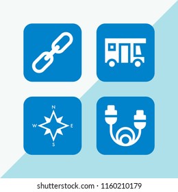 port icon. 4 port set with chain, transport, hdmi and cardinal points on winds star symbol vector icons for web and mobile app
