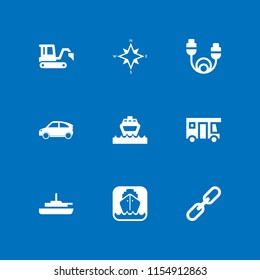 port icon. 9 port set with ship, cruise, chain and hdmi vector icons for web and mobile app