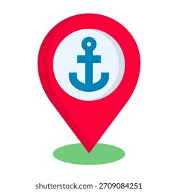 Port Icon Flat Design Vector Illustration