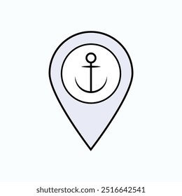 Port Icon. Harbour, Port Sea. Naval Base Location Symbol  - Vector. 