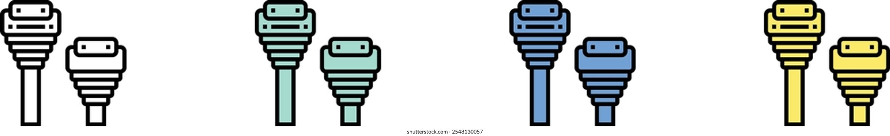port icon. Outline, Green, Blue and Yellow Style Design Isolated On White Background