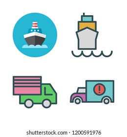 port icon set. vector set about cargo truck and ship icons set.