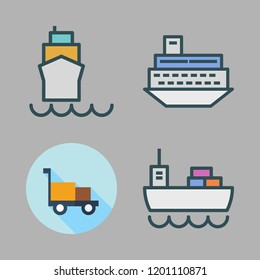 port icon set. vector set about cargo ship, transportation and ship icons set.