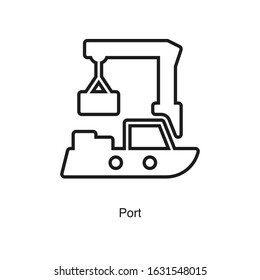 Port icon vector on white background. Black icon illustration