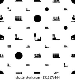 port icons pattern seamless white background. Included editable filled cable, phone connection cable, cargo ship, harbor, phone cable icons. port icons for web and mobile.