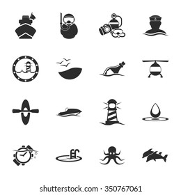 Port icons set.