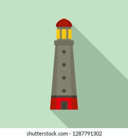 Port lighthouse icon. Flat illustration of port lighthouse vector icon for web design