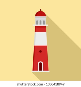 Port lighthouse icon. Flat illustration of port lighthouse vector icon for web design
