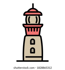 Port lighthouse icon. Outline port lighthouse vector icon for web design isolated on white background