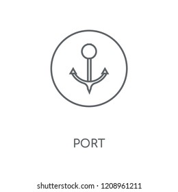 Port linear icon. Port concept stroke symbol design. Thin graphic elements vector illustration, outline pattern on a white background, eps 10.
