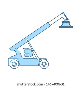 Icono de cargador de puerto. Línea Delgada Con Diseño De Relleno Azul. Ilustración vectorial.