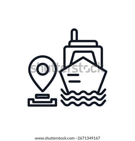 port location icons isolated on White Background. Flat style design