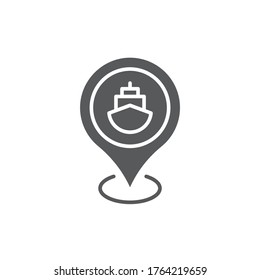 Port location pin vector icon symbol map isolated on white background