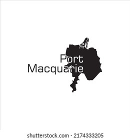 Port Macquarie Australia map and black lettering design on white background