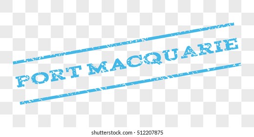 Port Macquarie watermark stamp. Text caption between parallel lines with grunge design style. Rubber seal stamp with scratched texture.