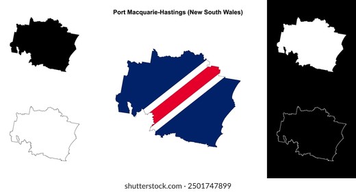 Port Macquarie-Hastings (New South Wales) outline map set