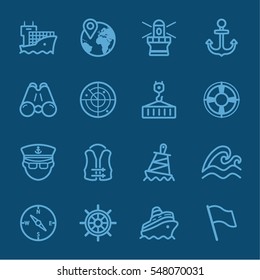 Port marine blue line icon
