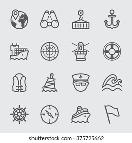 Port marine line icons