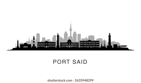 Port Said with Egypt Skyline Vector Silhouette.