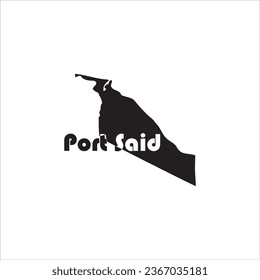 Port Said map and black letter design on white background