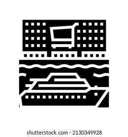 port shopping glyph icon vector. port shopping sign. isolated contour symbol black illustration