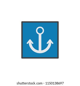 Port sign flat icon, vector sign, colorful pictogram isolated on white. Anchor symbol, logo illustration. Flat style design