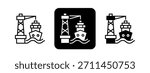 Port Solid color and black line drawing vector illustration set