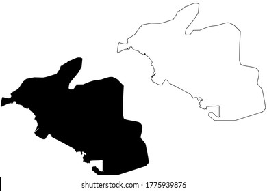 Port of Spain City (Republic of Trinidad and Tobago, island) map vector illustration, scribble sketch City of Port-of-Spain map