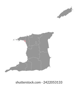 Port of Spain map, administrative division of Trinidad and Tobago. Vector illustration.