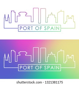 Port of Spain skyline. Colorful linear style. Editable vector file.