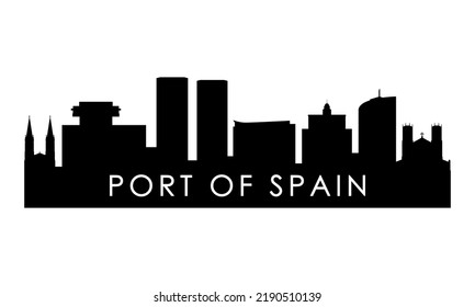 Port of Spain skyline silhouette. Black Port of Spain city design isolated on white background. 