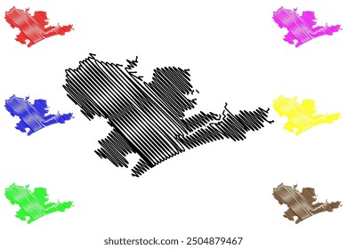 Port Stephens Council (Commonwealth of Australia, New South Wales, NSW) map vector illustration, scribble sketch Port Stephens map