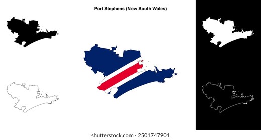 Port Stephens (New South Wales) outline map set