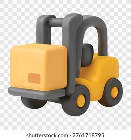 Port Terminal Vector Icon Set | 3D icon set | a yellow forklift
