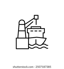 Diseño delgado del Vector del icono del contorno del puerto bueno para el Web o el App móvil
