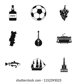 Port town icons set. Simple set of 9 port town vector icons for web isolated on white background