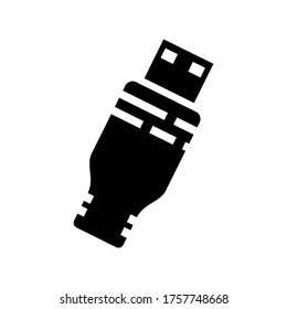 icono usb puerto o logotipo símbolo de signo aislado ilustración vectorial - iconos vectoriales de estilo negro de alta calidad
