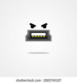 Emoticono del descontento de Port usb mini B