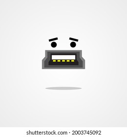 Port usb mini B worry emoticon