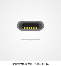 Port usb type C icon with gray background