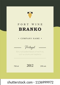 Port wine label. Vector premium template set. Clean and modern design. Branco and White wine. National Portuguese Wine