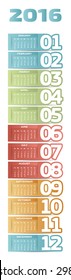portable 2016 year vector calendar